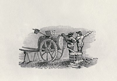 Dos hombres con un carro de barriles de Thomas Bewick